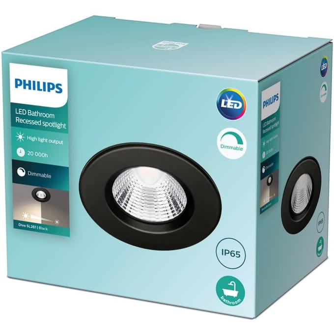 Philips Dive badkamer inbouwspot - zwart - 5 W - 1 pack