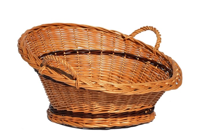 Ronde mand van gevlochten wilgentakken, diameter 42 cm