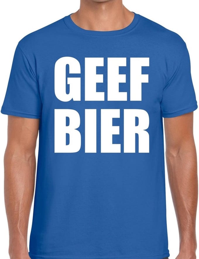 Geef Bier heren shirt blauw - Heren feest t-shirts M