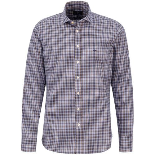 Fynch-Hatton Overhemd Mini Modern Multiline Checks Kent Collar Winter Sun / male