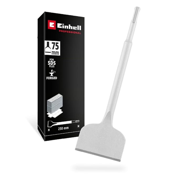 Einhell SDS Plus tegelbeitel 75x250mm (gebogen vorm, spadekop, groot werkoppervlak, veelzijdig gebruik, SDS Plus schacht)