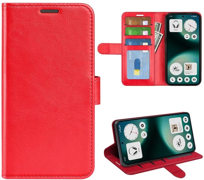 MobyDefend Hoesje - Geschikt voor Nothing Phone (3a) Lite - Wallet Book Case (Sluiting Achterkant) - Rood