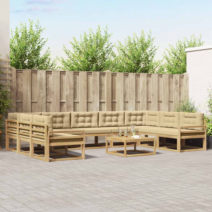 vidaXL - Buiten - bank - set - 10 - st - Wit - en - Beige
