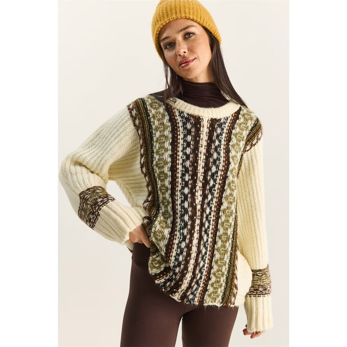Oversized Etnische Print Gebreide Trui