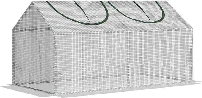 REDOM - Minikas Met Oprolbare Ramen - Voor Tuin - Staal - Wit - 120 x 60 x 60 cm