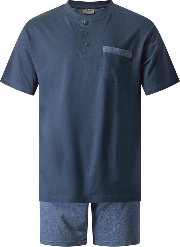 Gentlemen - heren shortama 412834 - korte pyjamaset - donkerblauw - maat M