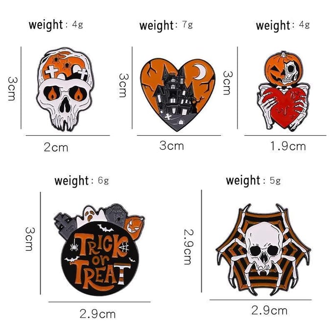 Broche en alliage pour Halloween, 1 pièce, crâne, araignée, citrouille, épingles à revers, Badge, bijoux, accessoires pour vêtements orange
