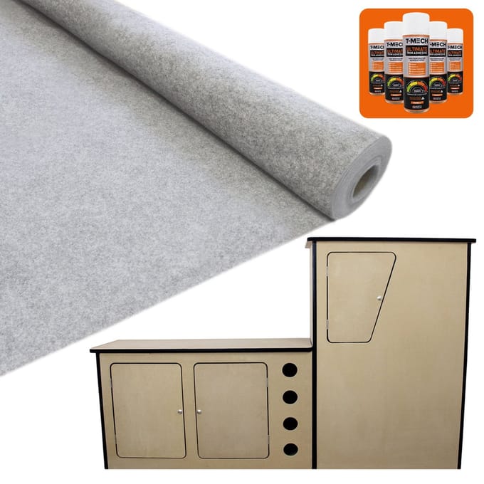 Bestelwagenbekleding & camperkeuken - zilvergrijs - 11m2 - 5x lijm