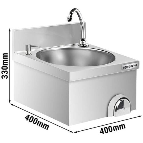 GGM Gastro Handwaschbecken - Edelstahl - mit Seifenspender Zilver