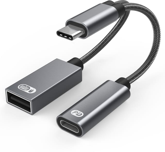USB-C mannelijk naar USB vrouwelijk + USB-C PD-oplaadaansluiting en OTG-adapter USB 2.0
