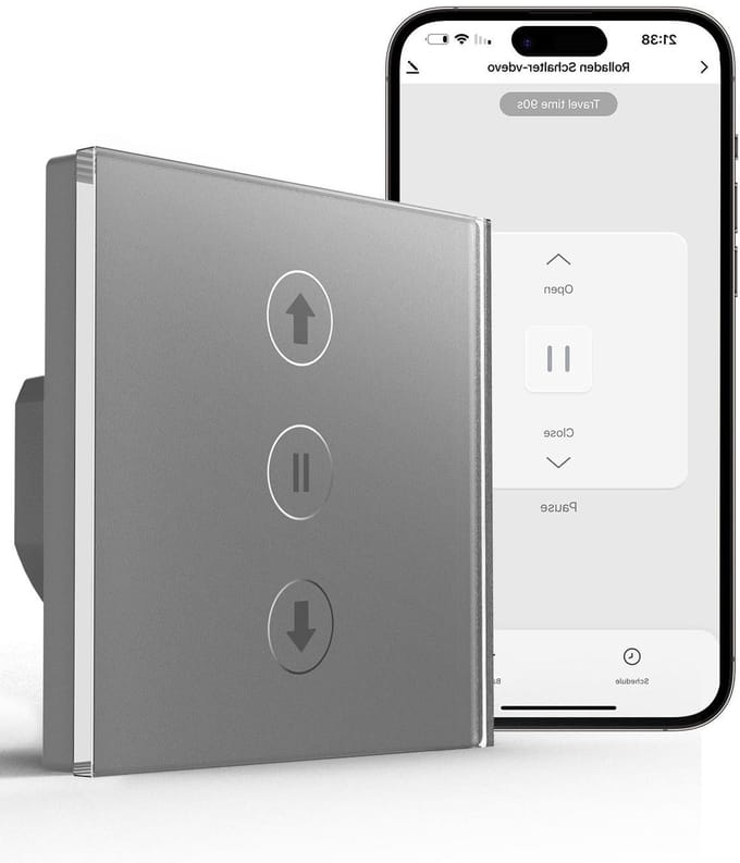 Slimme Rolluikschakelaar - Wifi Rolluik Timer - Huis Automatisering - Temperatuur Scène Controle - 80 x 80 mm - Grijs