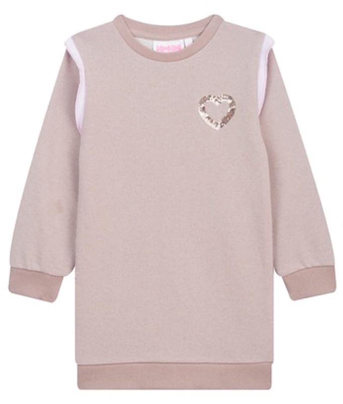 Someone Meisjes Kleed Dark Beige hartje - AIDA - Maat 116
