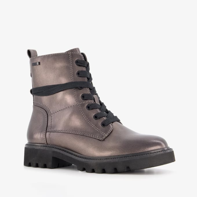 Softline dames veterboots metallic grijs - Maat 37