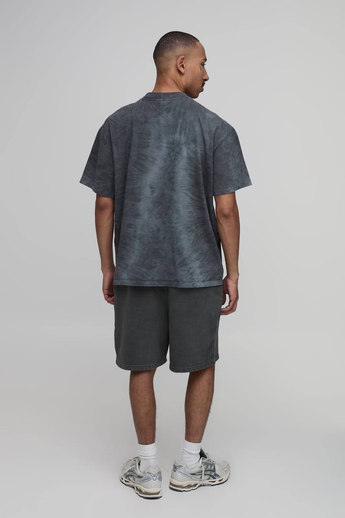 Oversized Tie Dye Smiley Face Print T-Shirt | Black | Size XS