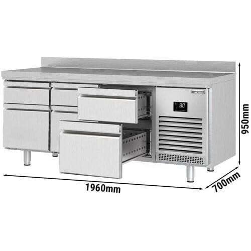 GGM Gastro Kühltisch Premium PLUS - 1960x700mm - 6 Schubladen - Aufkantung