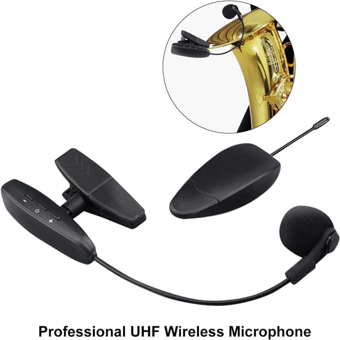 Microphone Saxophone professionnel sans fil UHF, système de Microphone pour instruments en laiton, récepteur et blue