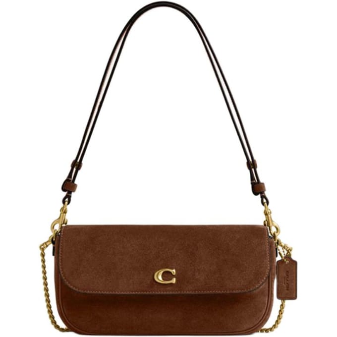 Coach Brook 23 Suède Leer Schoudertas Dames schoudertas Messing Warm-Bruin CDD05-B4WBR Basic Set (Bag+Dust Bag) black