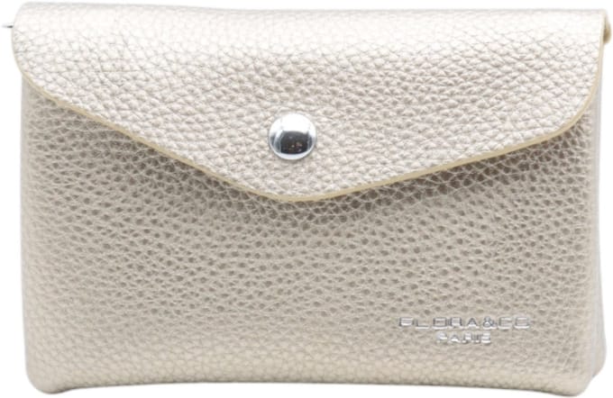 Flora&Co - MILA - medium - generfd imitatieleer - Dames Portemonnee - Portefeuille - Beurs - Wallet - met rits en flap - taupe metallic/goud