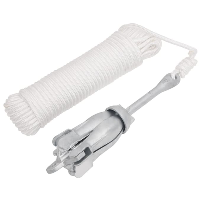 vidaXL - Anker - met - touw - inklapbaar - 2,5 - kg - smeedijzer - zilverkleurig