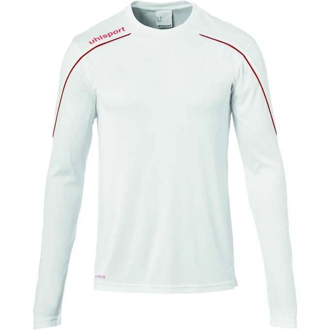 Uhlsport Stream 22 Voetbalshirt Lange Mouw Kinderen - Wit / Rood | Maat: 140