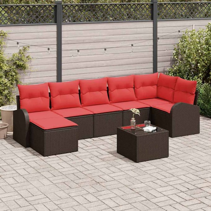 vidaXL - Tuinbank - Set - 8 - st - Bruin - [Synthetisch]: - Poly - Riet
