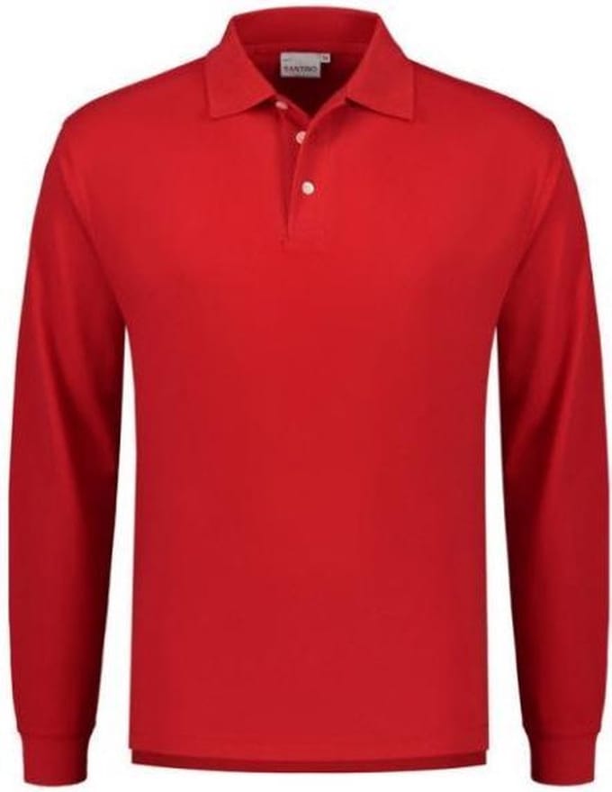 Santino Matt Polo-shirt lange mouwen - Rood - XXL