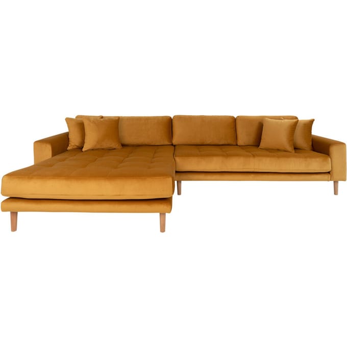 House Collection Velvet Hoekbank Milo Lounge Sofa Links Mosterdgeel