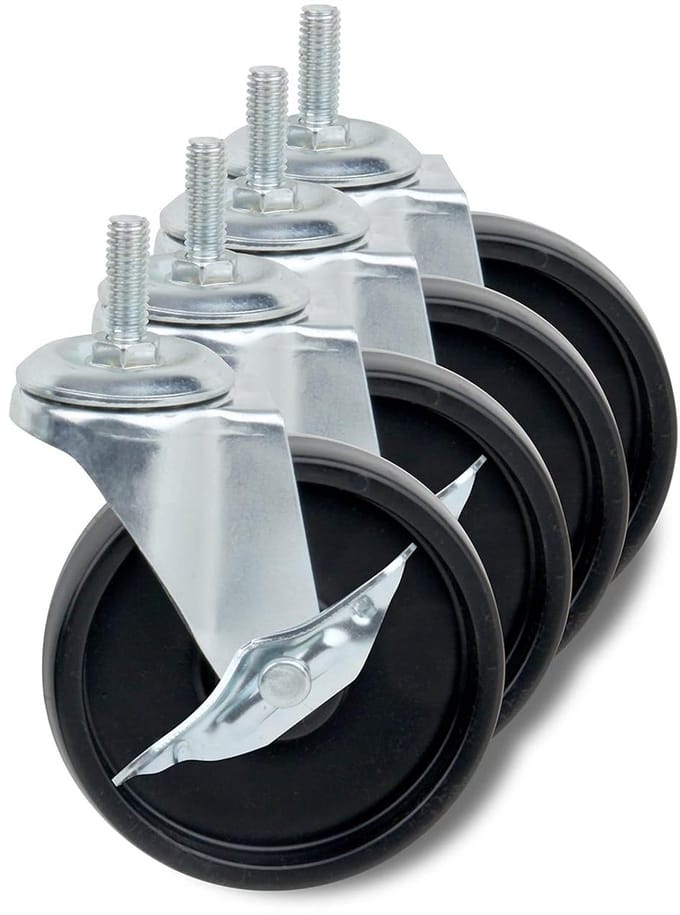 Set van 4 Zwarte Steigerwielen - 10 cm Industriële Rolwielen