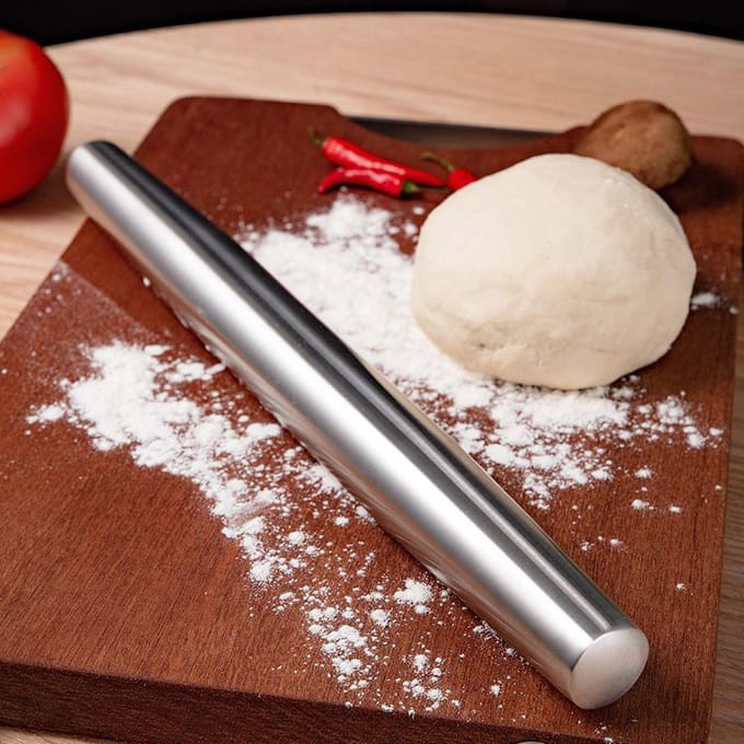 13 Inch Deegrollers Glad Roestvrij Staal Taps Toelopend Ontwerp Deegrollers voor Bakken Pizza Deeg Taart zilver