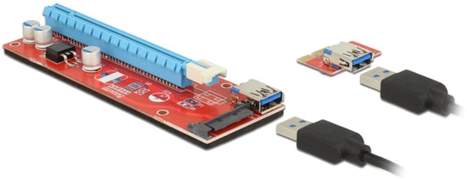 Delock Riser Card PCI Express x1 > x16 with 60 cm USB cable