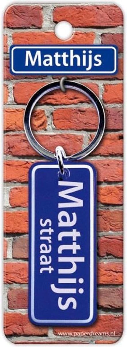 Paper Dreams Sleutelhanger Straatnaam Matthijs 9 Cm Staal Blauw