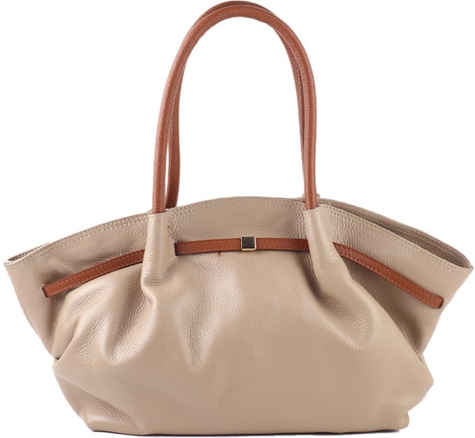 Giuliano Lederen handtas Nayome - Made in Italy - Taupe