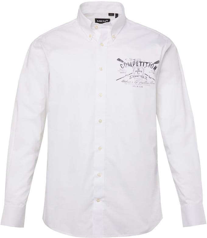 Men Plus - Heren - Overhemd lange mouwen Button-down-kraag Comfort Fit - Sneeuwwit - Maat 5XL