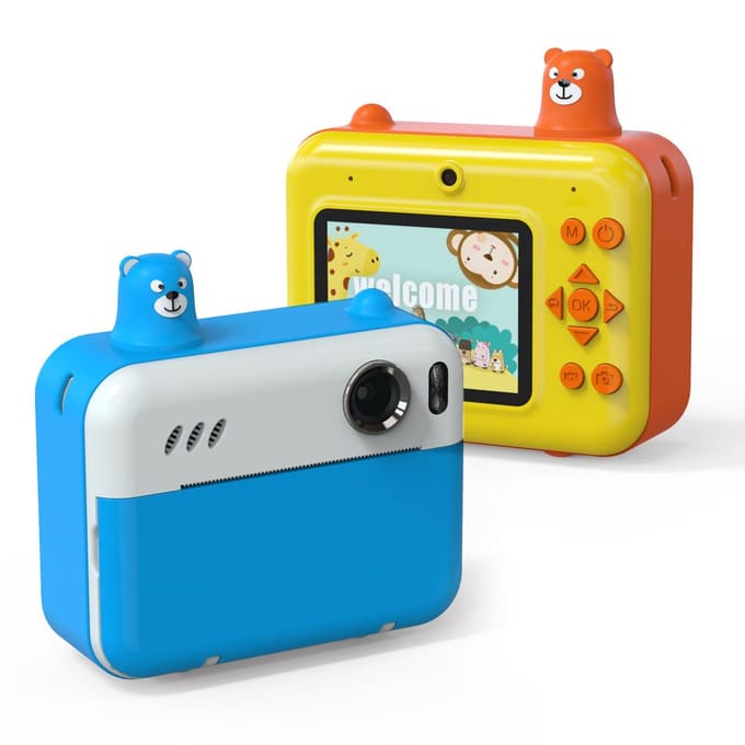 Kinderen Instant Print Camera Kindercamera 1080P Digitale Camera voor Kinderen 2,36 Inch IPS Scherm Dubbele Lens geel