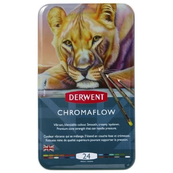 Derwent Chromaflow Kleurpotloden - Assortiment in blik - 3.5mm - 24 stuks