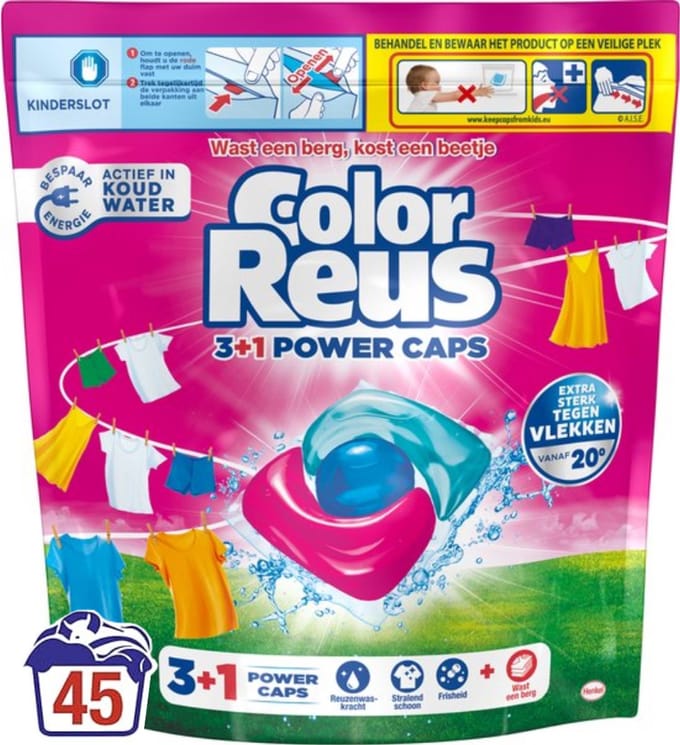 Color Reus 3+1 Power Caps - Wascapsules - 45 Wasbeurten