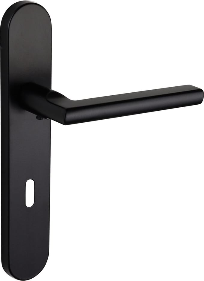 Lavuzo deurkruk Teramo Zwart met afgerond schild SL72 | Per set | Deurklink met schild