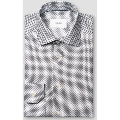 Eton Overhemd Micro Floral Pattern Paars / male