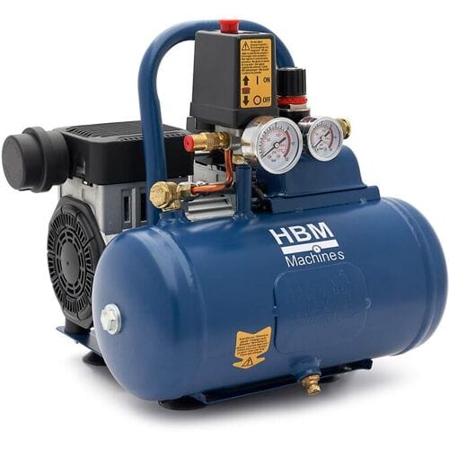 HBM olievrije stille compressor, 6 liter, 8 bar, 0,7 pk