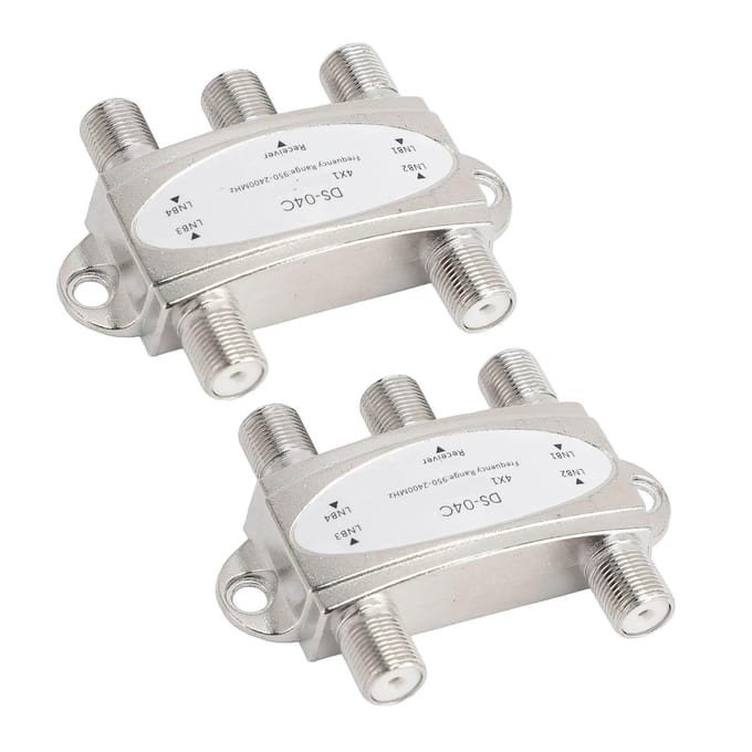 2PCS Commutateur DiSEqC 4x1 4 entrées 1 sortie 950 à 2400MHz DiSEqC 1.0 2.0 Répartiteur de signal satellite