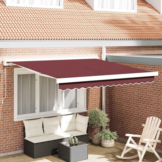 vidaXL - Luifel - handmatig - uittrekbaar - 300x250 - cm - bordeauxrood