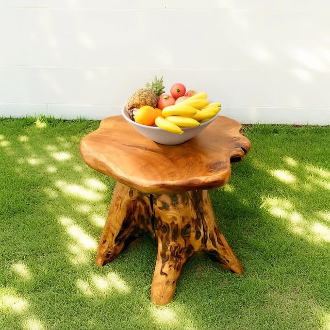 REDOM Salontafel van massief hout, naturel, organische vorm
