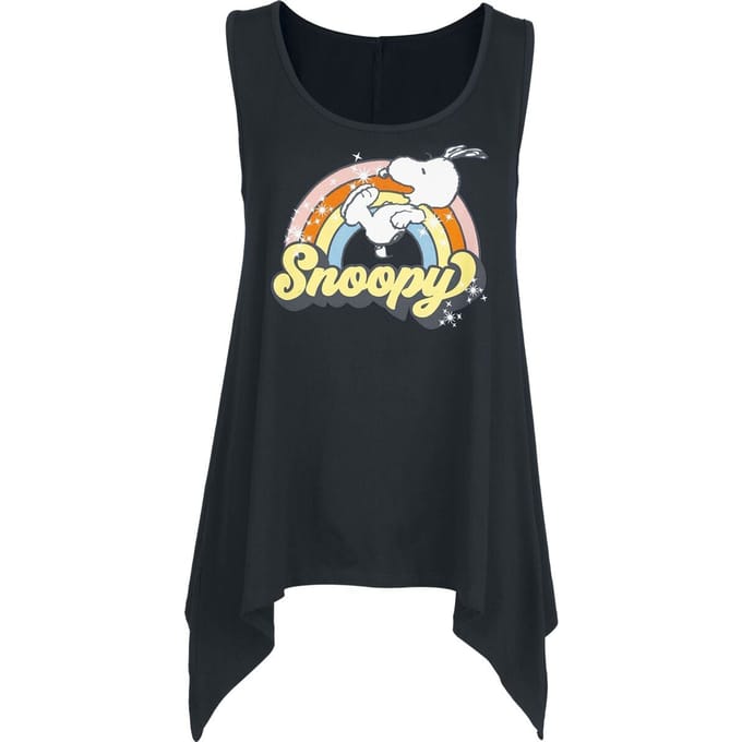 Peanuts Top - Snoopy - Rainbow - S tot 3XL - voor Vrouwen - zwart