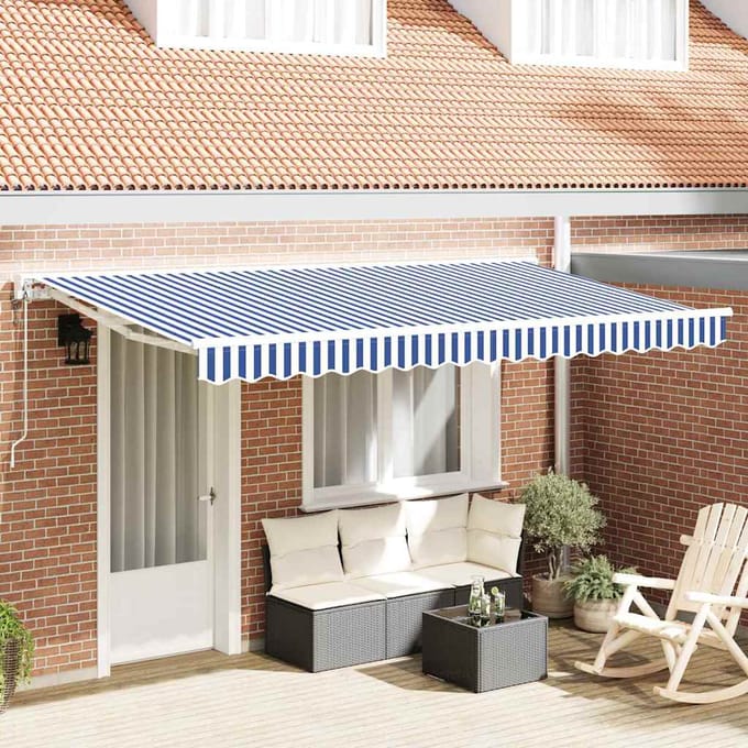 vidaXL Zijde Frame Blauw en Wit 350 x 200 cm Polyester met PU-coating
