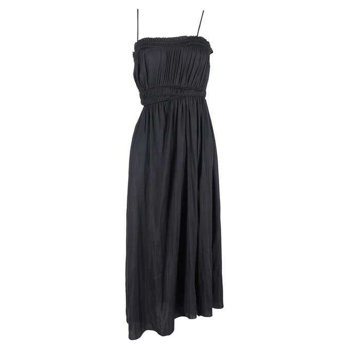 Maje mouwloze midi-jurk met uitsnijdingen en plooien in zwart polyester