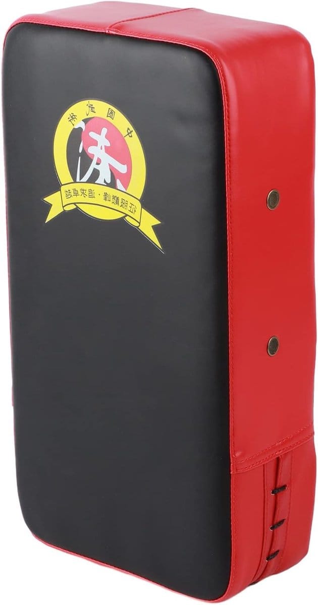 Dikke PU leren bokspad voor sanda training, kick focus en beentraining met elastische compressieband