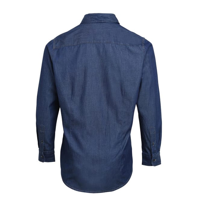 Premier Heren Denim Jean stijl gestikt overhemd (Indigo Denim)