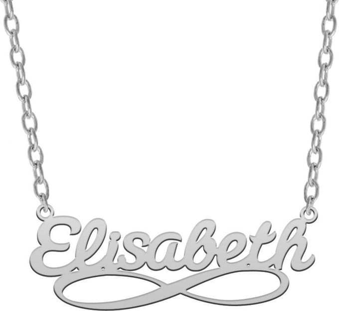 Zilveren naamketting met infinity teken
