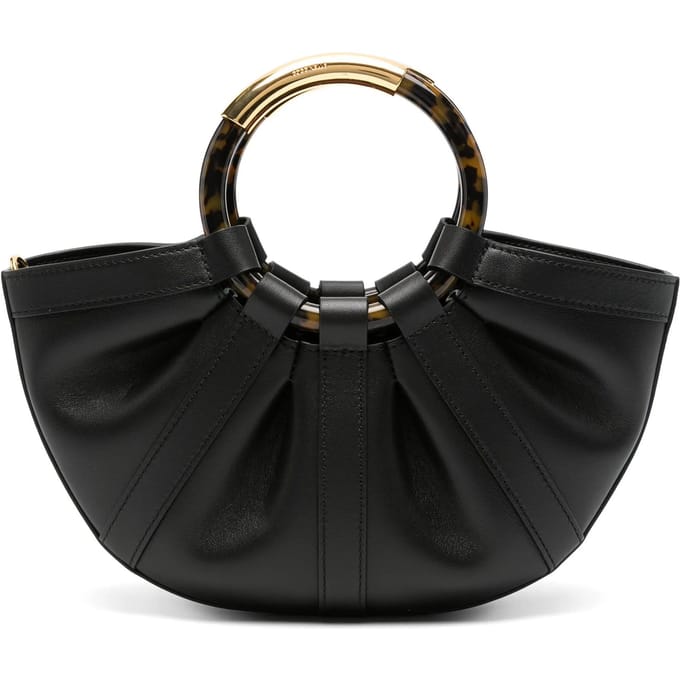 COCCINELLE Leren handtas schoudertas Shell Handbag Smooth Leather Noir zwart
