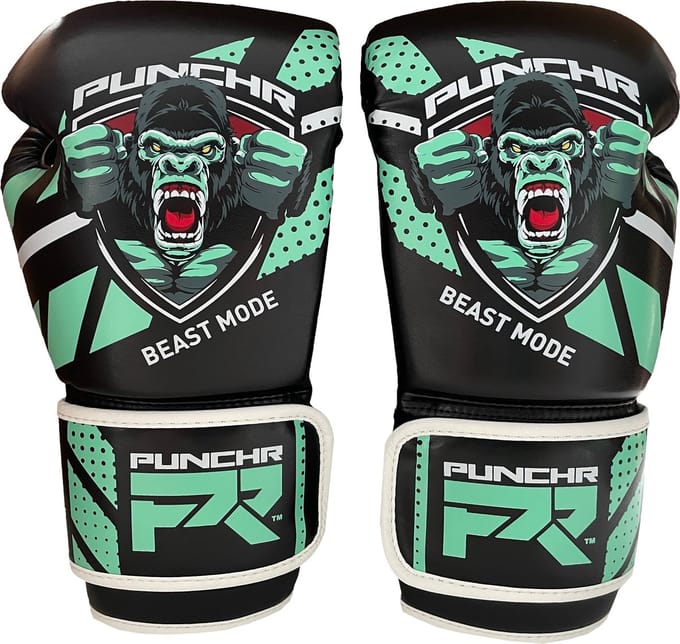 PunchR™ Beast Mode Bokshandschoenen Kids Zwart Groen - 4 OZ